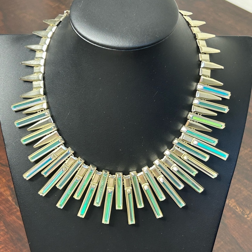 Kendra Scott Kaplan Statement Necklace Antique Gold & Dichroic Glass